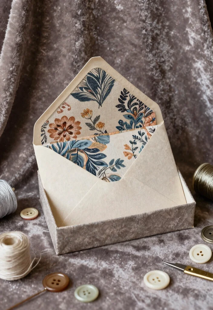 9 Envelope Gift Box Ideas: Simple Paper DIY 6 9 Envelope Gift Box Ideas: Simple Paper DIY - 6. Fabric Lined Envelope Box 1
