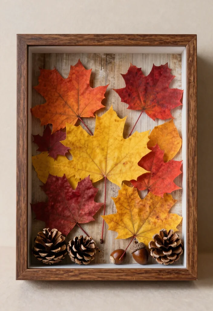 9 Fall Shadow Box Ideas for Cozy Seasonal Displays - 1. Leafy Delight 1