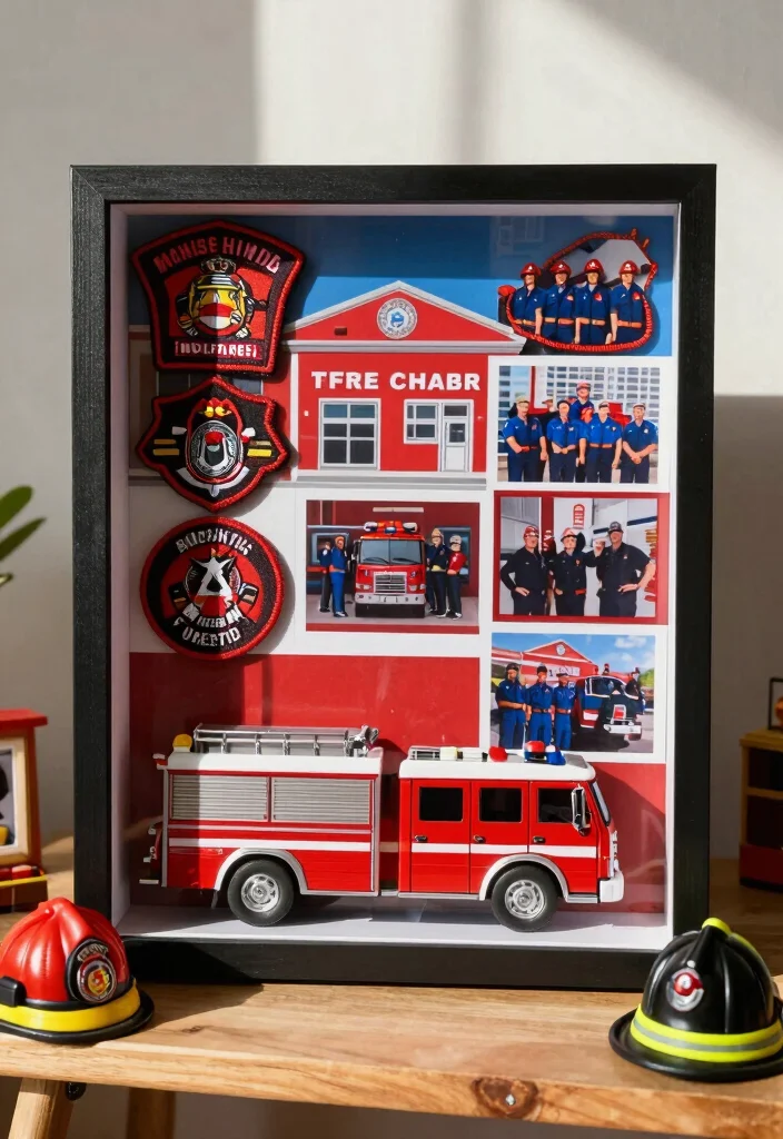 9 Firefighter Shadow Box Ideas: Meaningful Keepsake Decor - 3. Tribute to the Fire Station 1