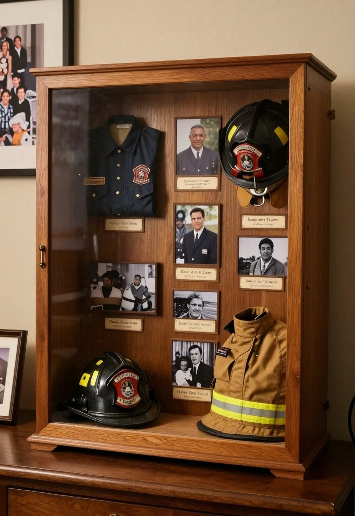 9 Firefighter Shadow Box Ideas: Meaningful Keepsake Decor - 4. Family Legacy Showpiece 1