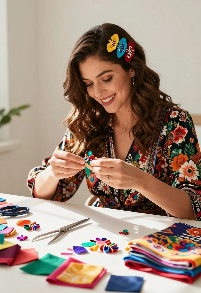 9 Hair Clip Decoration Ideas: Cute Handmade Accessories - 2. Fabric Scraps Hair Clips 1