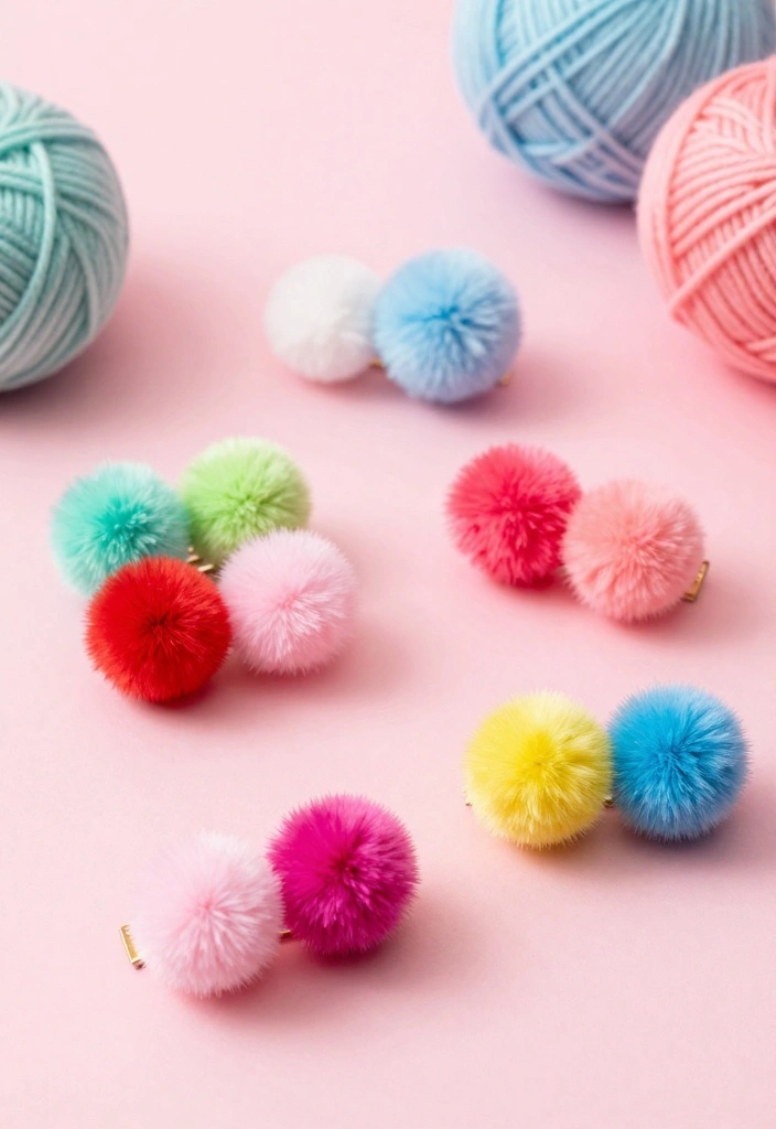 9 Hair Clip Decoration Ideas: Cute Handmade Accessories - 6. Pom-Pom Hair Clips 1