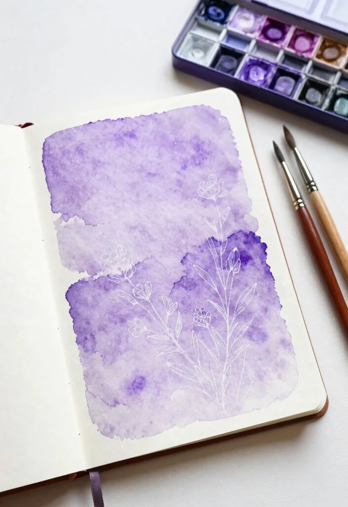 9 Lavender Journal Ideas: Calm and Relaxing Aesthetic - 1. Watercolor Lavender Wash 1