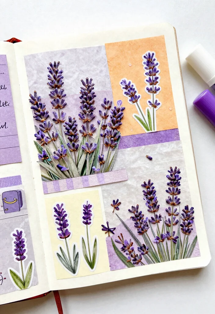 9 Lavender Journal Ideas: Calm and Relaxing Aesthetic - 4. Nature-Inspired Collage 1