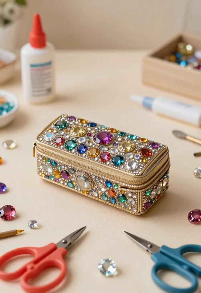 9 Pencil Box Decoration Ideas Easy School DIY Crafts - 6. Gemstone Glam 1