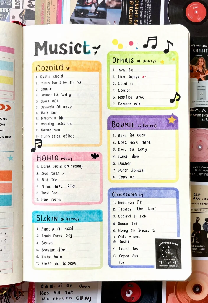 9 Playlist Journal Ideas: Creative Ways to Track Music 4 9 Playlist Journal Ideas: Creative Ways to Track Music - 4. Monthly Music Logs 1