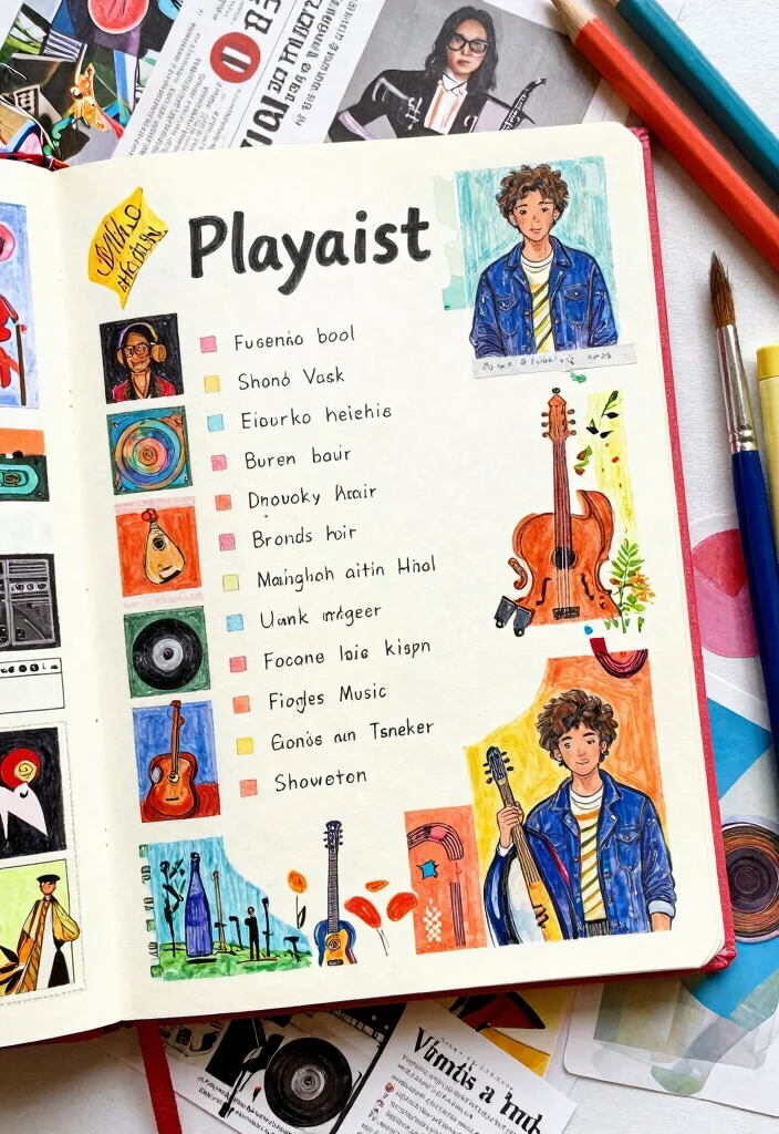 9 Playlist Journal Ideas: Creative Ways to Track Music 5 9 Playlist Journal Ideas: Creative Ways to Track Music - 5. Personalized Cover Art 1