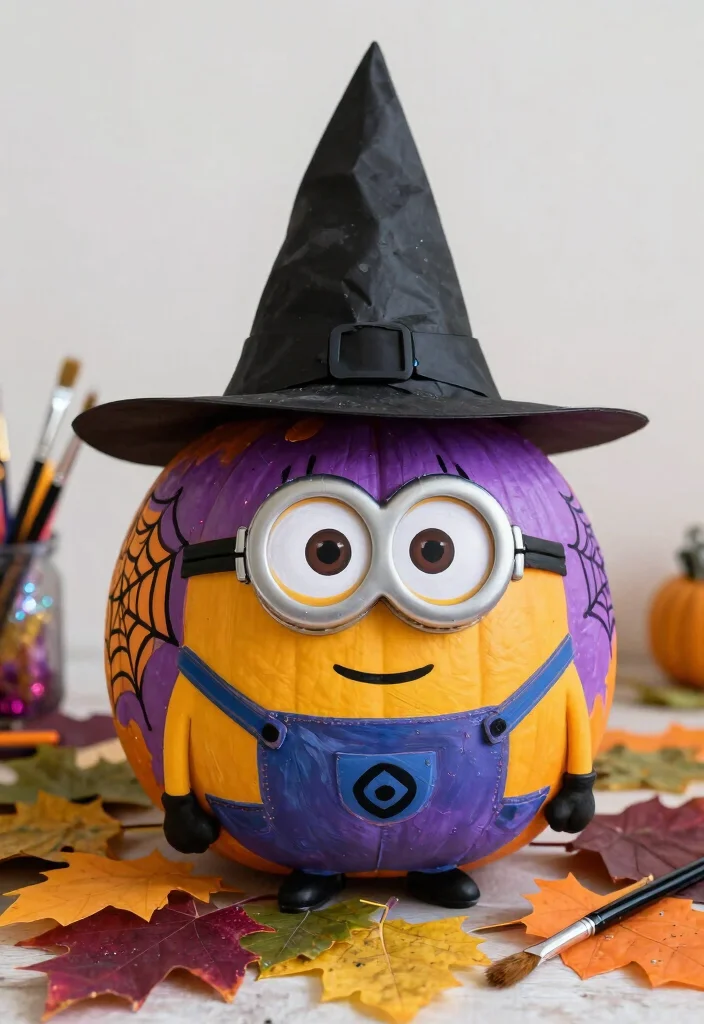 9 Pumpkin Painting Ideas Minion Kids Will Love 4 9 Pumpkin Painting Ideas Minion Kids Will Love - 4. Witch Minion 1