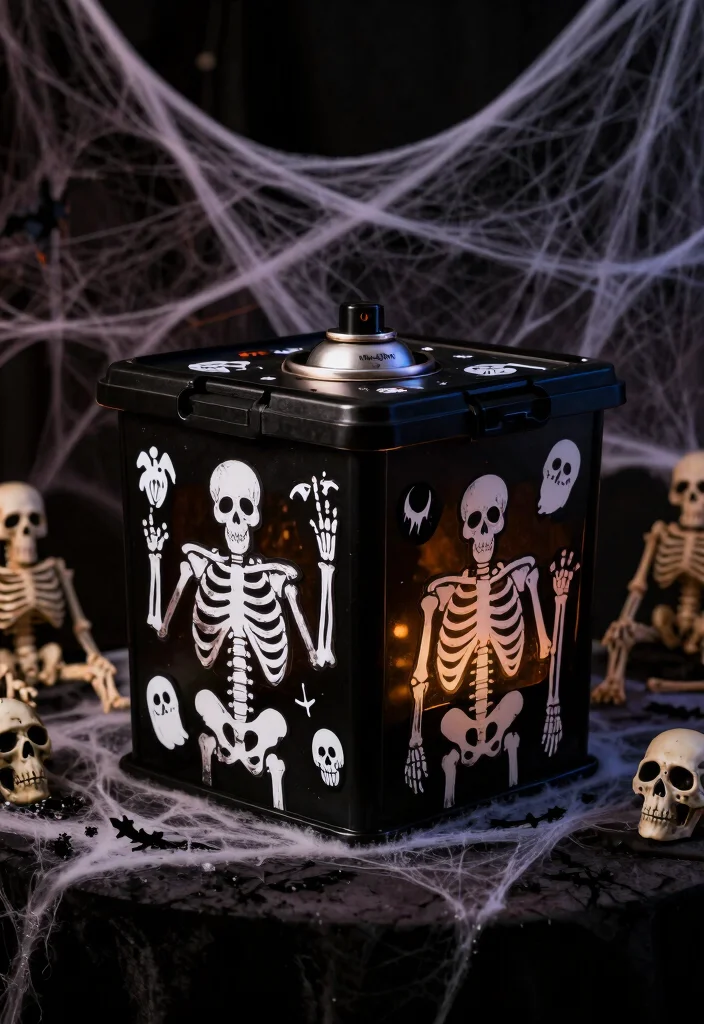 9 Spooky Box Ideas for Creative Halloween Decor - 4. Skeleton Storage Box 1