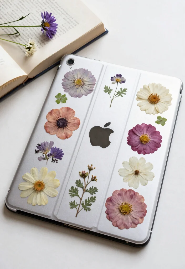 9 iPad Case Decoration Ideas Simple Aesthetic DIY 7 9 iPad Case Decoration Ideas Simple Aesthetic DIY - 7. Nature-Inspired Pressed Flowers 1