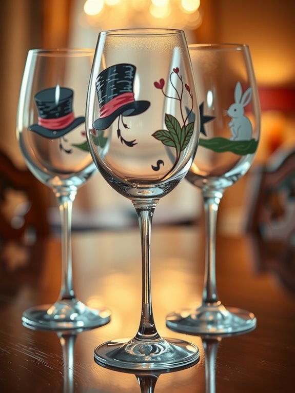 10 DIY Alice in Wonderland Decorations You Can Do Yourself at Home 5 hand painted wonderland glassware tutorials
