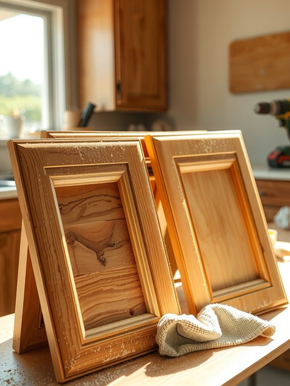 How Long Does It Take to Paint Kitchen Cabinets DIY 3 sanding and deglossing cabinet surfaces