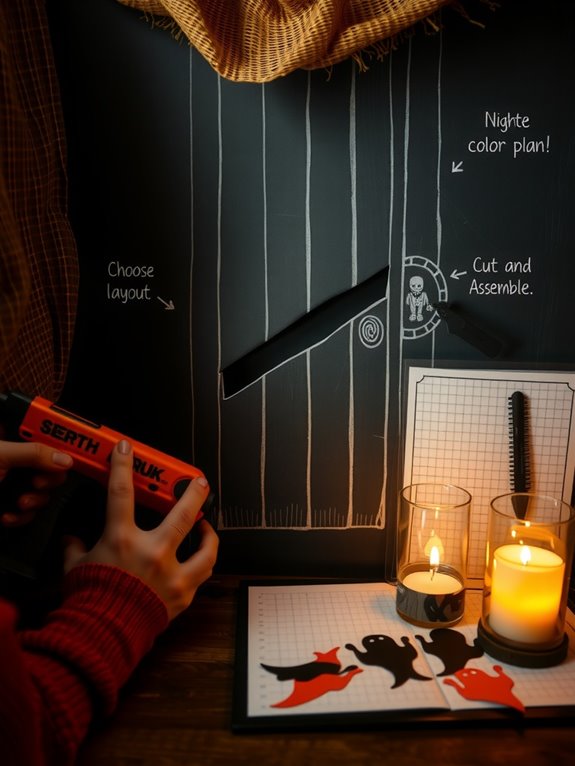 10 Steps to Make Spooky DIY Halloween Decorations at Home 2 sketch layouts select cohesive colors