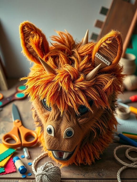 10 DIY Where the Wild Things Are Decorations You Can Make at Home 2 two fur textured wild head pi ata